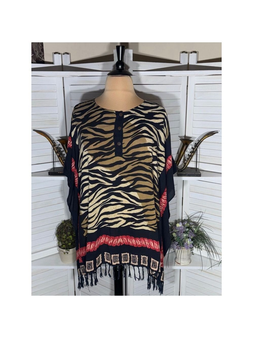 Nefertiti C. mini caftan dress vintage animal boho cover up whimsigoth festival